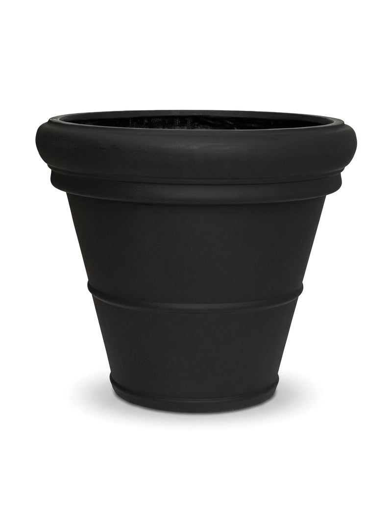 Großer Pflanzkübel Jumbo Bucket Low Classic Schwarz mit Bordüre – freigestellt