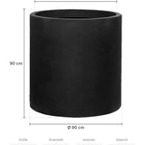 Großer Pflanzkübel Jumbo Max Schwarz Größe L – Maße: Ø 90 cm, Öffnung Ø 80 cm, Höhe 90 cm