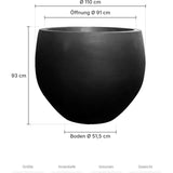 Großer runder Pflanzkübel Jumbo Orb Schwarz Größe M – Maße: Ø 110 cm, Öffnung Ø 91 cm, Boden Ø 51,5 cm, Höhe 93 cm