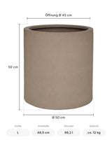 Pflanzkübel Max Taupe Größe L – Maße: Ø 50 cm, Öffnung Ø 45 cm, Höhe 50 cm