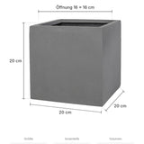 Übertopf Mini Block Grau Größe M – Maße: 20 × 20 cm, Höhe 20 cm, Öffnung 16 × 16 cm