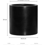 Übertopf Mini Max Schwarz Größe L – Maße: Ø 25 cm, Öffnung Ø 23,5 cm, Höhe 25 cm