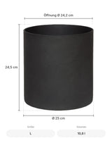 Übertopf Mini Max Anthrazit Größe L – Maße: Ø 25 cm, Öffnung Ø 24,2 cm, Höhe 24,5 cm