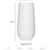 Pflanzkübel Nax Matt Weiß Größe L – Maße: Ø 50 cm, Öffnung Ø 36 cm, Boden Ø 30 cm, Höhe 101 cm