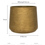Übertopf Patt Gold Größe M – Maße: Ø 16,5 cm, Öffnung Ø 13,2 cm, Höhe 14 cm