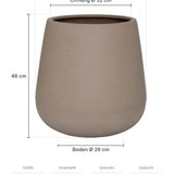 Pflanzkübel Pax Taupe Größe M – Maße: Ø 44 cm, Öffnung Ø 32 cm, Boden Ø 26 cm, Höhe 46 cm