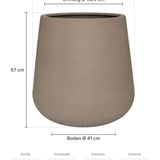 Pflanzkübel Pax Taupe Größe XL – Maße: Ø 66 cm, Öffnung Ø 50,5 cm, Boden Ø 41 cm, Höhe 67 cm