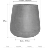 Pflanzkübel Pax Grau Größe XL – Maße: Ø 66 cm, Öffnung Ø 50,5 cm, Boden Ø 41 cm, Höhe 67 cm