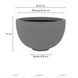 Pflanzschale Peter Grau Größe S – Maße: Ø 20 cm, Öffnung Ø 18 cm, Boden Ø 8 cm, Höhe 12 cm