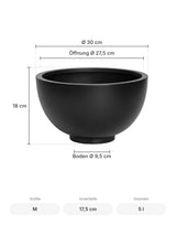 Pflanzschale Peter Schwarz Größe M – Maße: Ø 30 cm, Öffnung Ø 27,5 cm, Boden Ø 9,5 cm, Höhe 18 cm