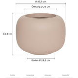 Blumentopf Sphere Low Puderrosa Größe S – Maße: Ø 45,6 cm, Öffnung Ø 29 cm, Boden Ø 24,8 cm, Höhe 34,4 cm