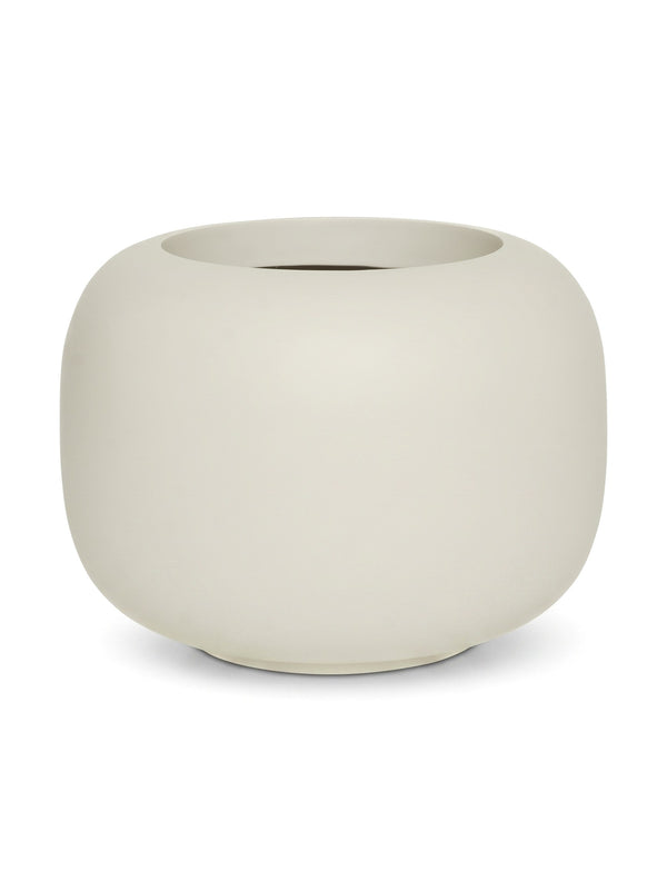 Blumentopf Sphere Low Seidenweiß aus Fiberglas