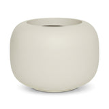 Blumentopf Sphere Low Seidenweiß aus Fiberglas – freigestellt