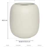 Blumentopf Sphere Seidenweiß Größe S – Maße: Ø 43,6 cm, Öffnung Ø 29 cm, Boden Ø 24,4 cm, Höhe 48,3 cm