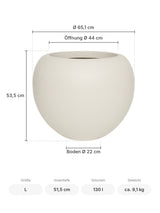 Blumentopf Stream Seidenweiß Größe L – Maße: Ø 65,1 cm, Öffnung Ø 44 cm, Boden Ø 22 cm, Höhe 53,5 cm
