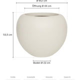 Blumentopf Stream Seidenweiß Größe L – Maße: Ø 65,1 cm, Öffnung Ø 44 cm, Boden Ø 22 cm, Höhe 53,5 cm