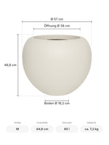 Blumentopf Stream Seidenweiß Größe M – Maße: Ø 57 cm, Öffnung Ø 38 cm, Boden Ø 19,2 cm, Höhe 46,8 cm