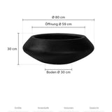 Pflanzschale Tara Schwarz Größe L – Maße: Ø 80 cm, Öffnung Ø 59 cm, Boden Ø 30 cm, Höhe 30 cm