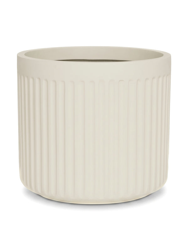 Blumentopf Turris Low Seidenweiß aus Fiberglas