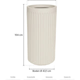 Blumentopf Turris Seidenweiß Größe XL – Maße: Ø 52 cm, Öffnung Ø 48 cm, Boden Ø 43,1 cm, Höhe 104 cm
