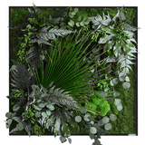 Pflanzenbild im Dschungeldesign, weißer Rahmen 80x80 cm