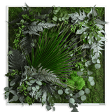 Pflanzenbild im Dschungeldesign, weißer Rahmen 80x80 cm